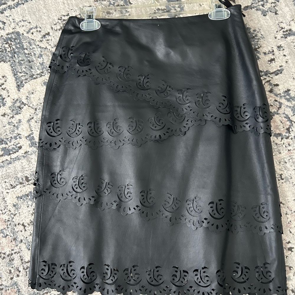 White House Black Market Black Laser-Cut Pencil Skirt